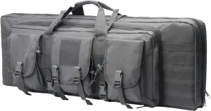 Tactical Double Long Gun Bag Case Backpack w/Pistol Handgun Case,Lockable Zipper Padded Side Carry Strap for Shooting Range Sports Storage and Transport Hunting