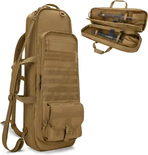 Tactical Rifle Bag Backpack Fits 32” Rifles, Soft Rifle Case with 3 Magazine Holders, Padded Shoulder Straps, Lockable Zipper and Molle System for Hunting and Shooting
