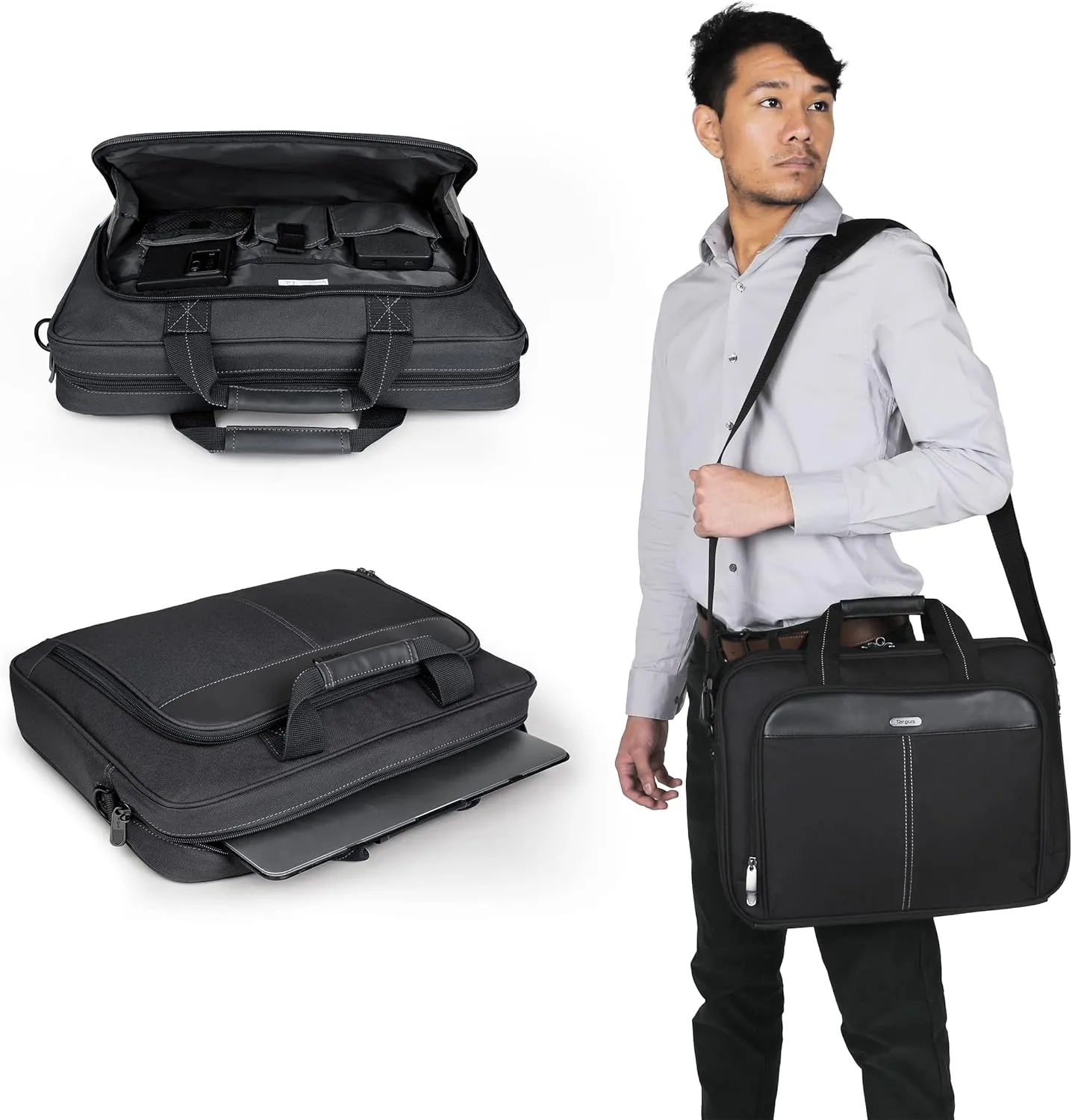 Targus unisex-adult Slim Briefcase With Crossbody Shoulder Bag