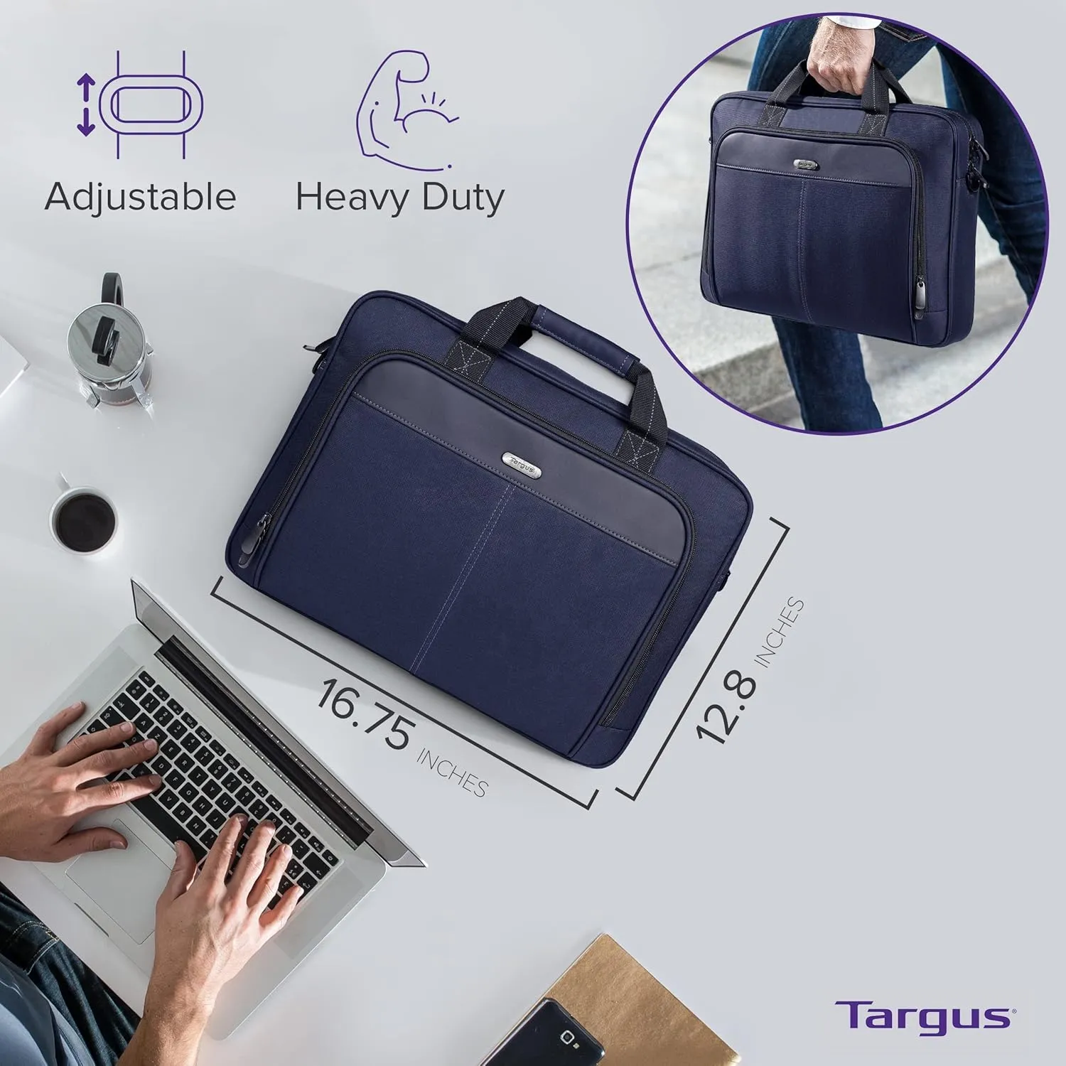 Targus unisex-adult Slim Briefcase With Crossbody Shoulder Bag