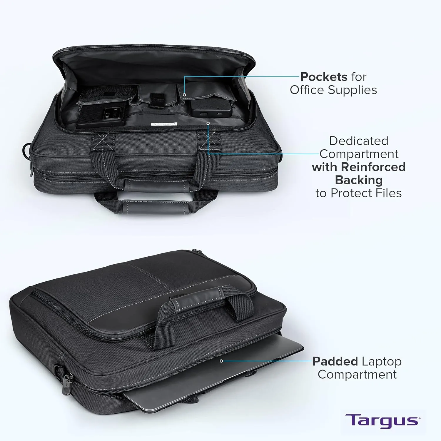 Targus unisex-adult Slim Briefcase With Crossbody Shoulder Bag