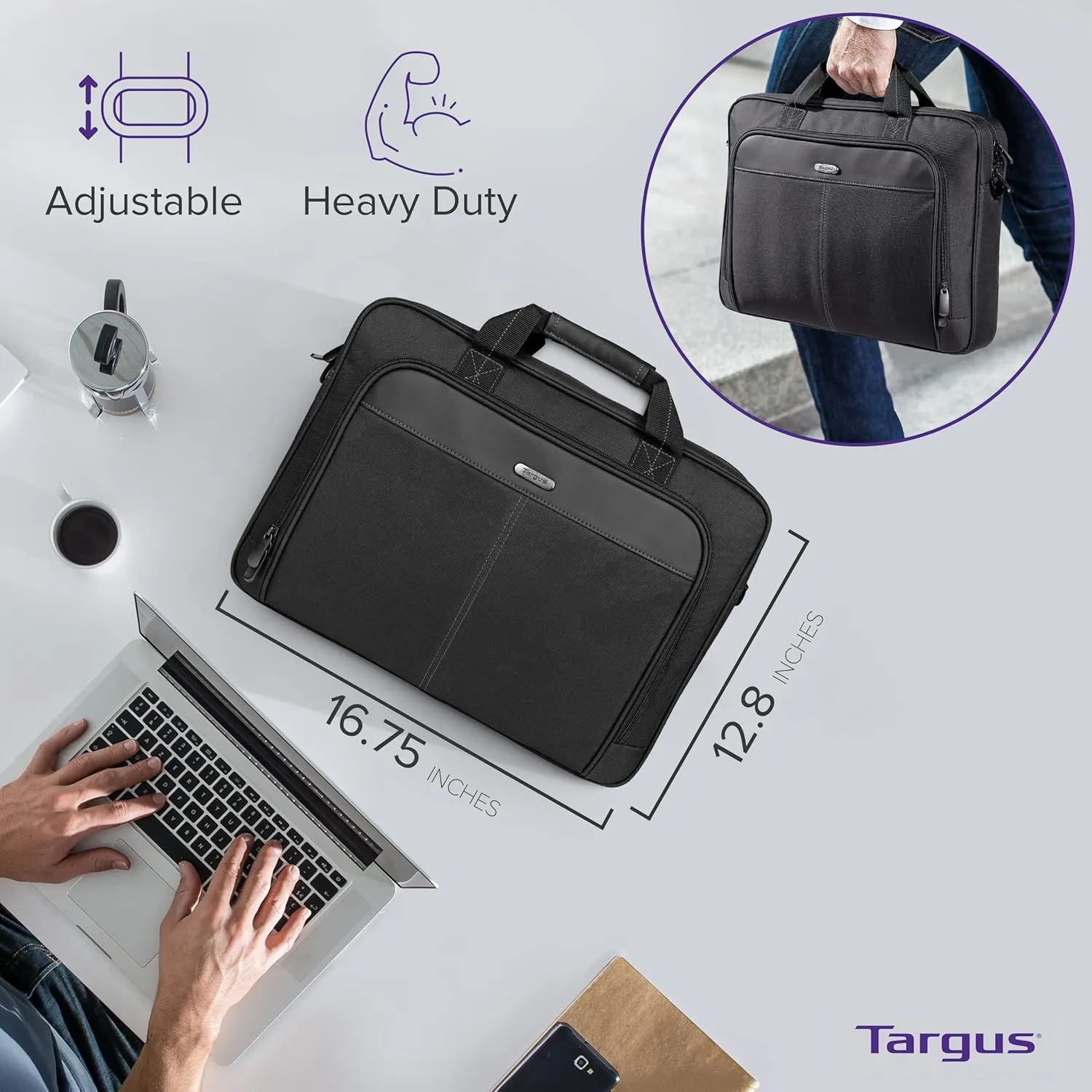 Targus unisex-adult Slim Briefcase With Crossbody Shoulder Bag