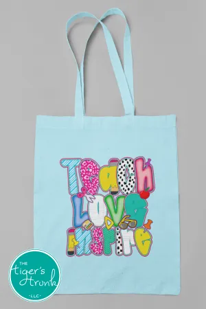 Teach Love Inspire Reusable Canvas Totes