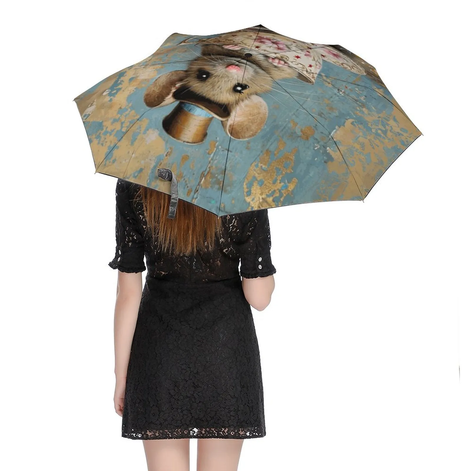 Teacup Mouse Auto Umbrella with Printed Pattern Outside ZYS03-8K