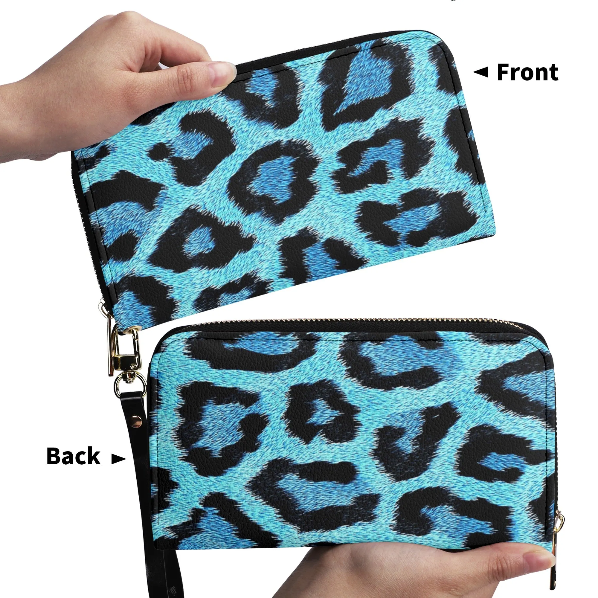 Teal Leopard Print PU Leather Wallet