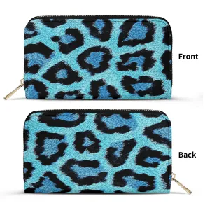 Teal Leopard Print PU Leather Wallet