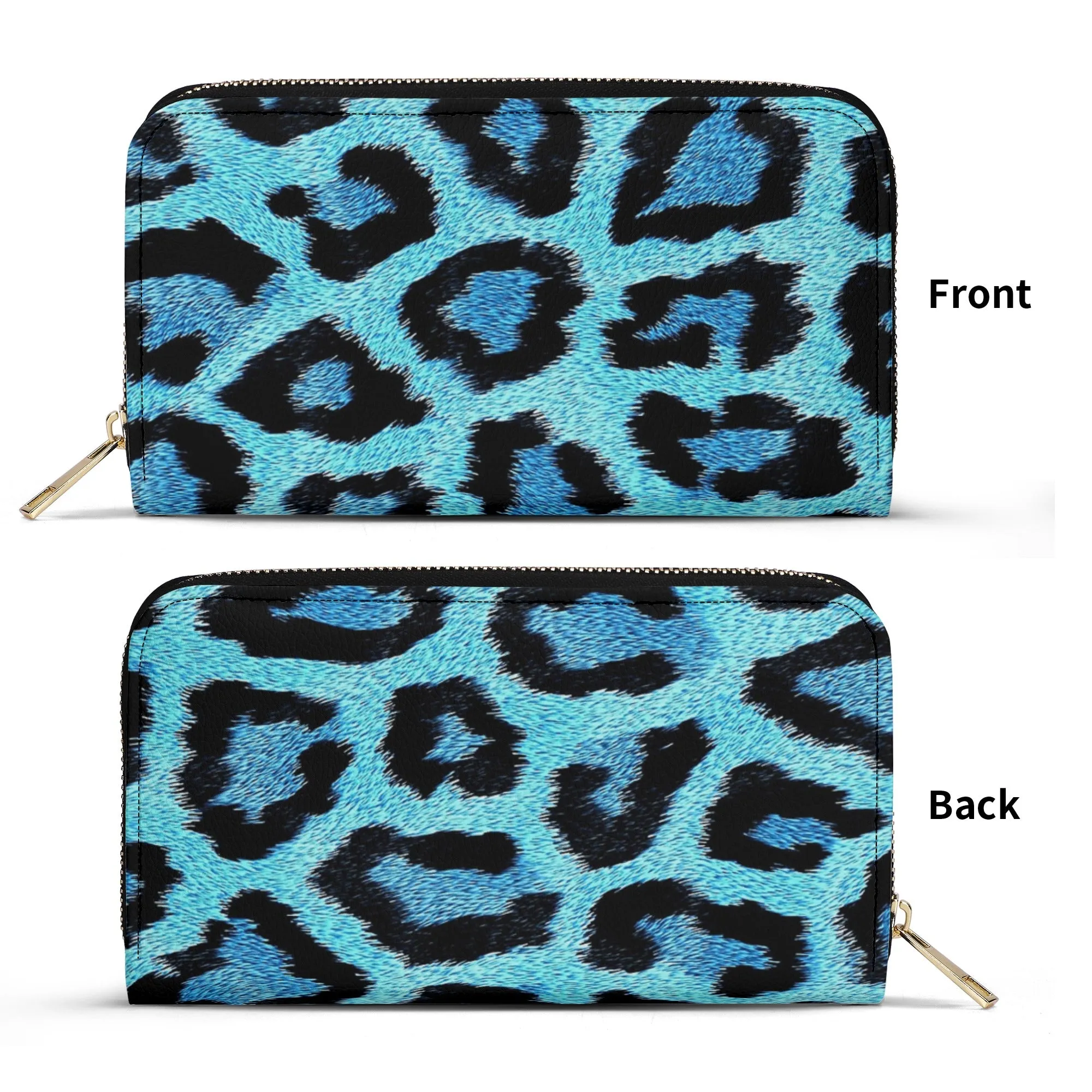 Teal Leopard Print PU Leather Wallet