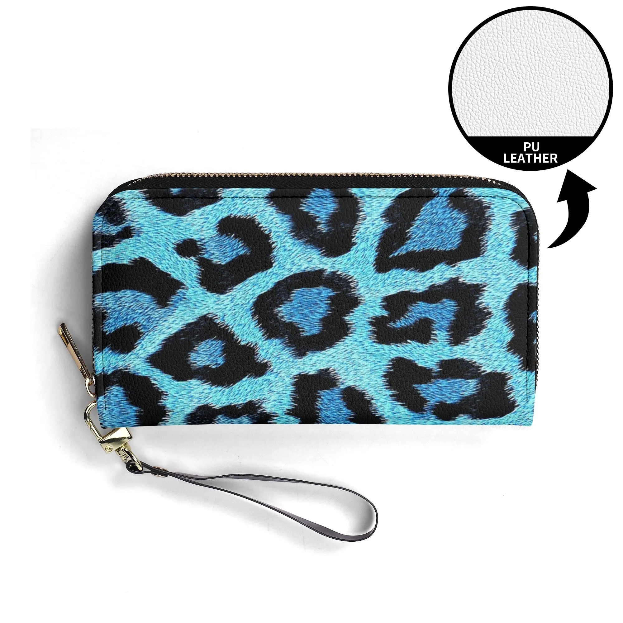 Teal Leopard Print PU Leather Wallet
