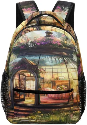 Teapot Cottage Travel Backpack Laptop Backpack Computer Bag Lightweight Back Pack for Men And Women