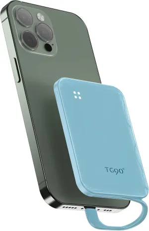 TG90° Mini Power Bank with Built-in Cable, 4500mah Compact Portable Charger External Battery Pack Compatible with iPhone 13/13 Pro Max/12/12 Pro Max/11/11 Pro Max/X/XS/SE/8 and More
