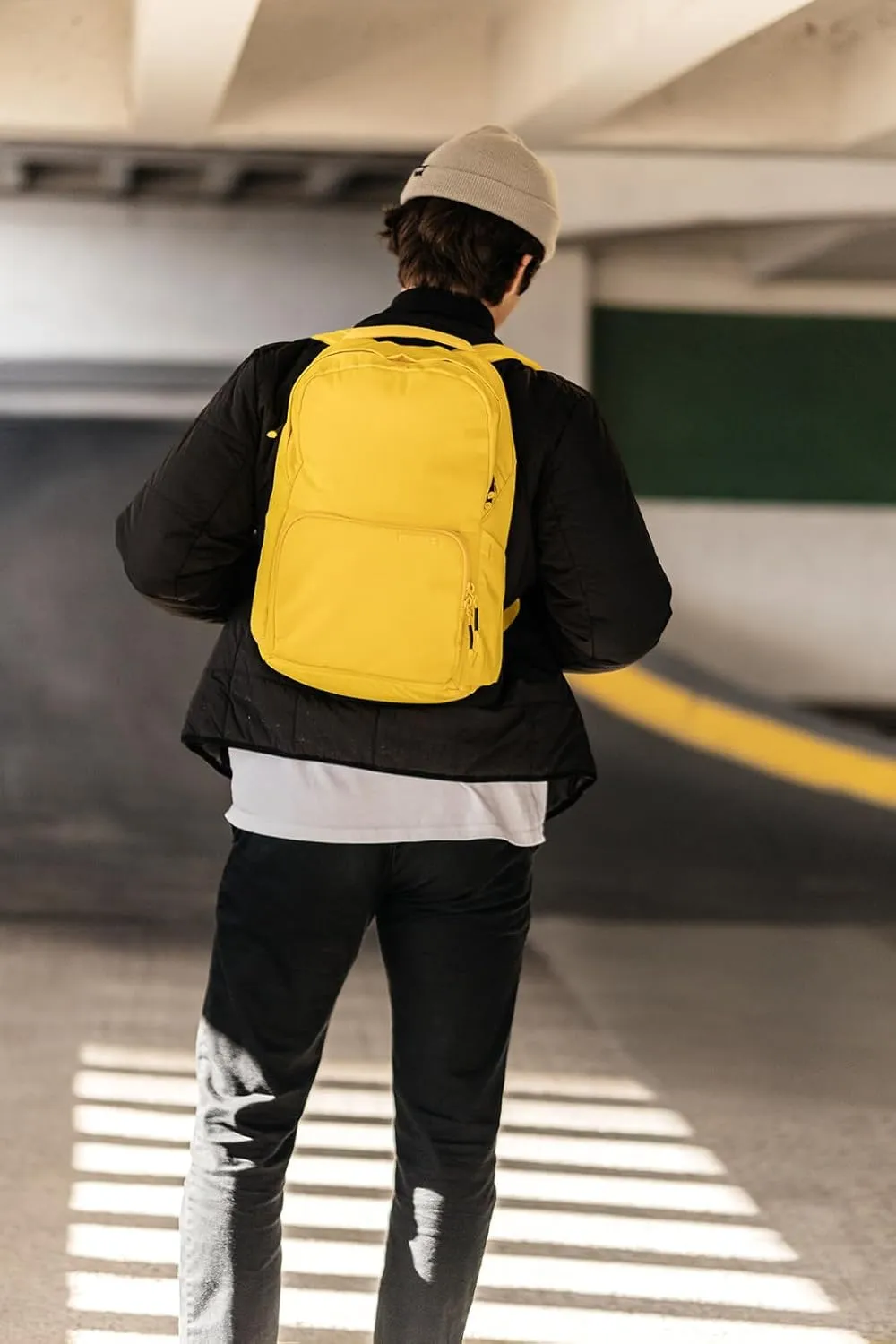 The Brevite Backpack - Casual daypack backpacks for every function. Compact but spacious 18L aesthetic traveling backpack with laptop compartment. (Black)