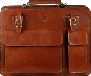 Time Resistance Leather Briefcase - Classy Bag for Men - Business and Vintage Briefcase Made in Italy