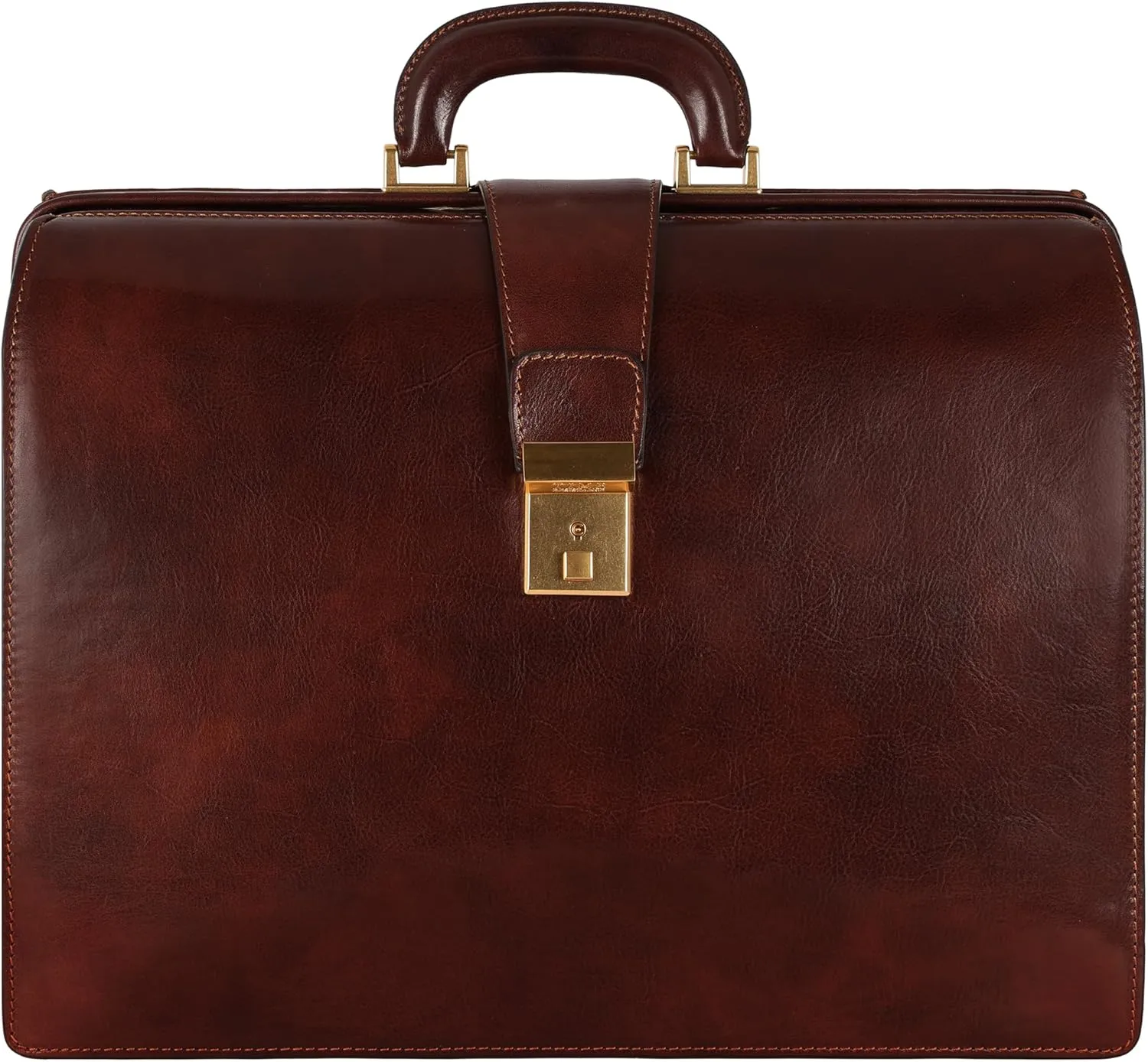 Time Resistance Leather Lawyer Briefcase - Italian Handmade Laptop Briefcase for Men and Women - Attache Case - Doctor Bag