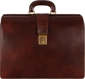Time Resistance Leather Lawyer Briefcase - Italian Handmade Laptop Briefcase for Men and Women - Attache Case - Doctor Bag