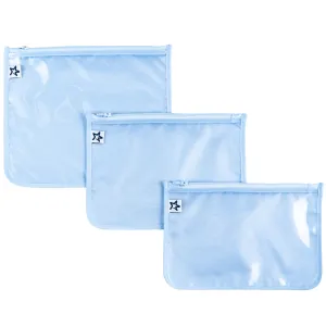 Tiny Twinkle Mess-proof Travel Bags, Airline Compliant, Zipper Closure, Clear Front Pouch, Diaper Bag Packing, Toiletry or Cosmetics Organizer 3 Pack Set (Cloud Blue)