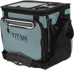 Titan Arctic Zone - Insulated Leak-Proof Collapsible Cooler Bag, Holds 40 Cans, Teal, Blue