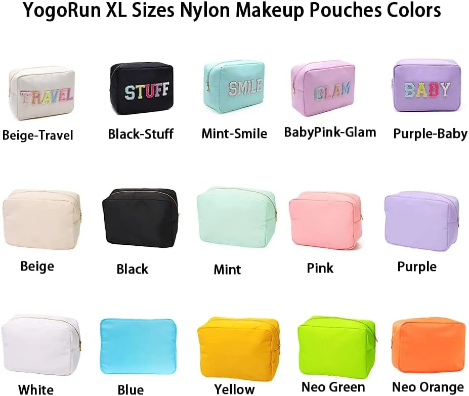 Toiletries Travel Bag XL Large Makeup Organizer Beauty Bag Nylon Cosmetic Pouch for Women with Zipper Pocket Gifts Ideas (Pink, XL)