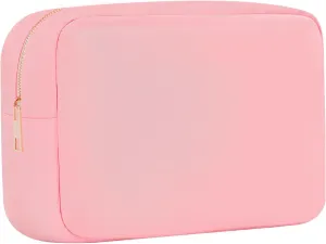 Toiletries Travel Bag XL Large Makeup Organizer Beauty Bag Nylon Cosmetic Pouch for Women with Zipper Pocket Gifts Ideas (Pink, XL)