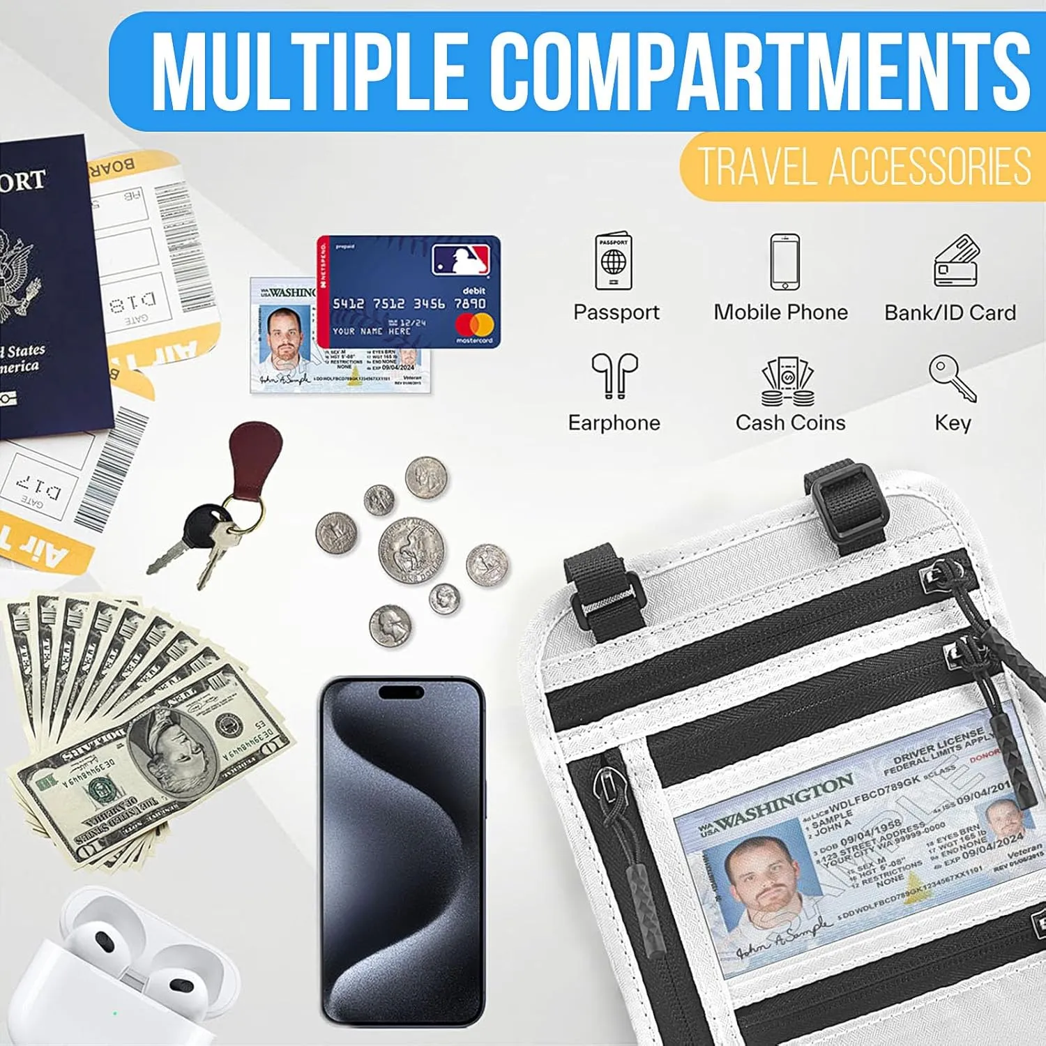 TOPBAG Passport Holder Family, Women RFID Blocking Passport Wallet, Travel Document Organizer for Premium Wallets, Waterproof Passport Holders Bag for Men Traveling, Credit Cards Case