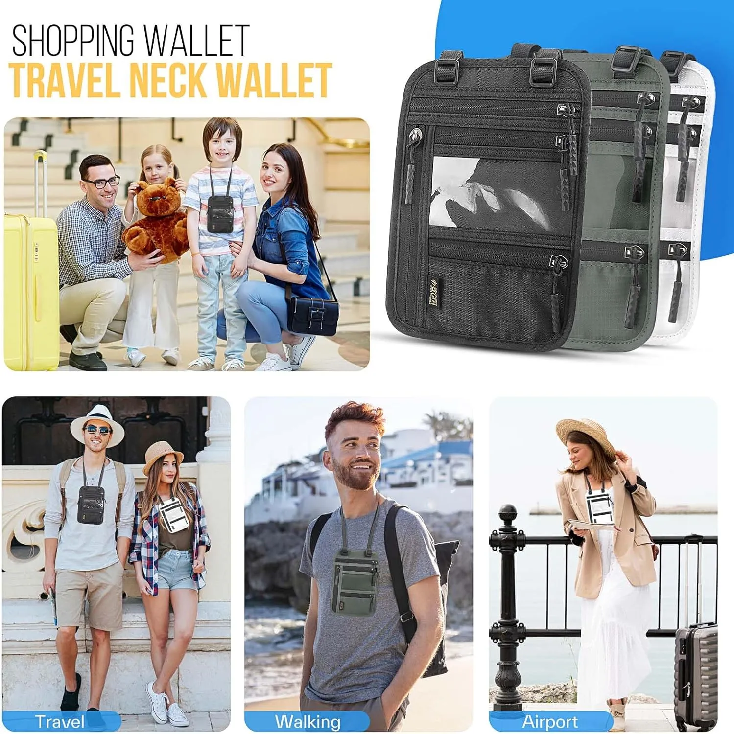 TOPBAG Passport Holder Family, Women RFID Blocking Passport Wallet, Travel Document Organizer for Premium Wallets, Waterproof Passport Holders Bag for Men Traveling, Credit Cards Case