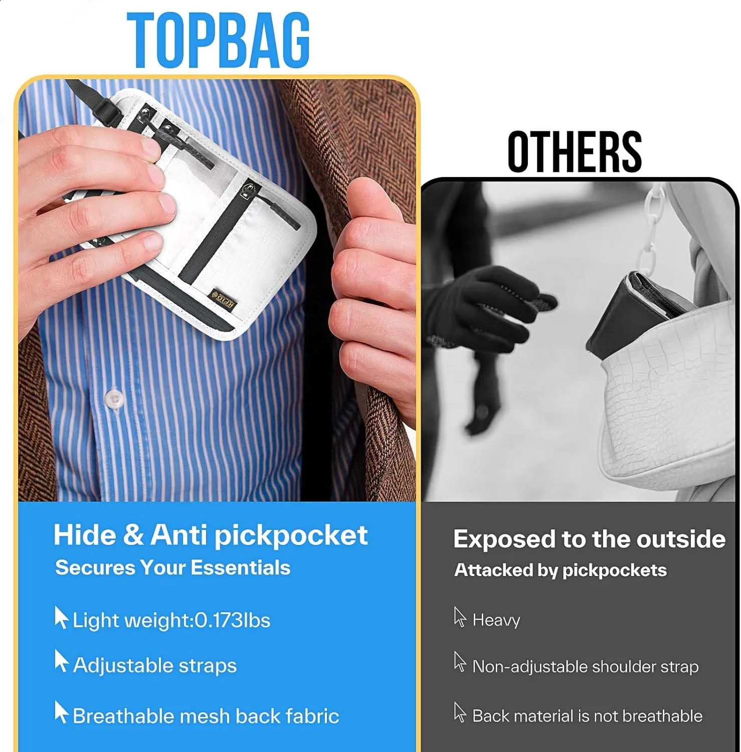TOPBAG Passport Holder Family, Women RFID Blocking Passport Wallet, Travel Document Organizer for Premium Wallets, Waterproof Passport Holders Bag for Men Traveling, Credit Cards Case