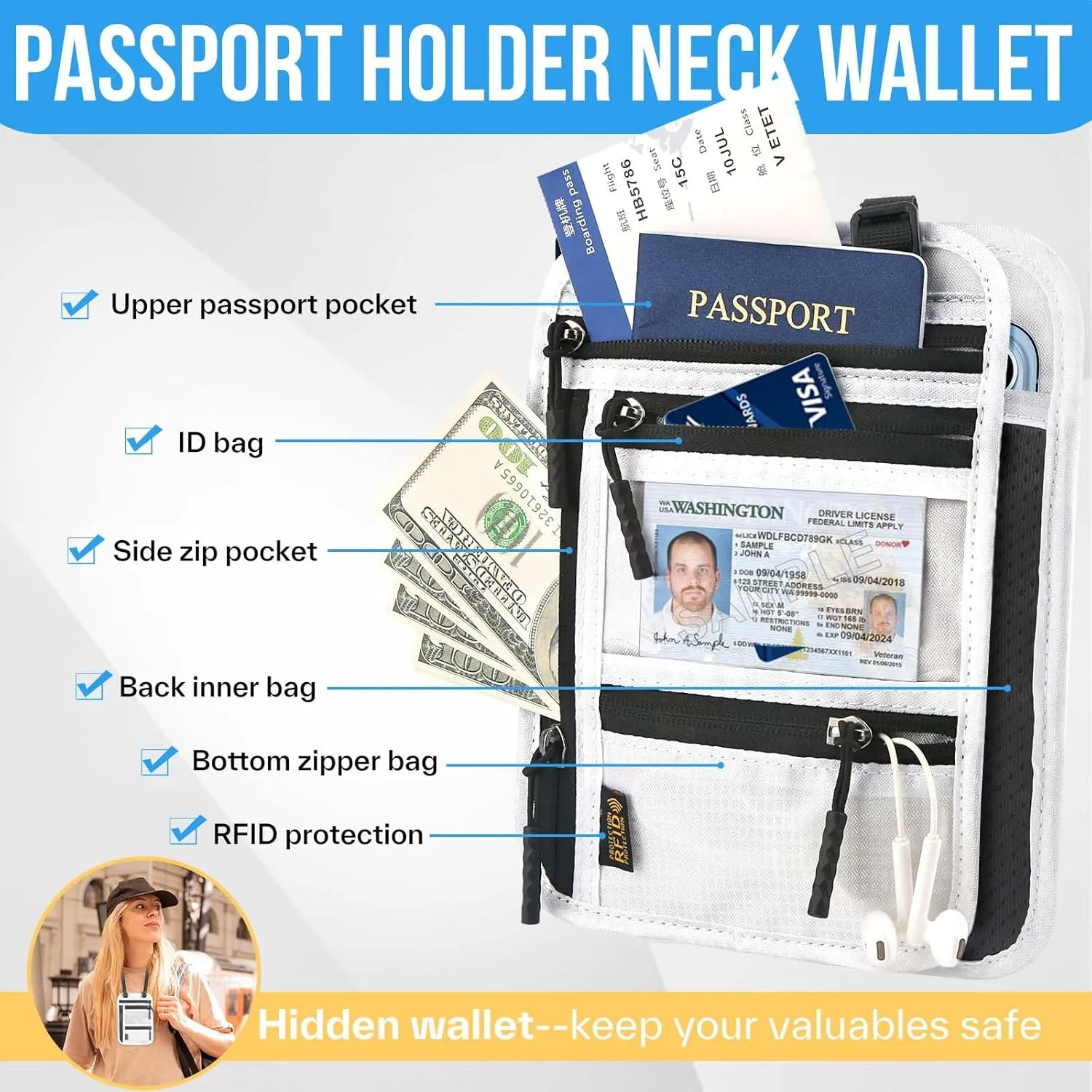 TOPBAG Passport Holder Family, Women RFID Blocking Passport Wallet, Travel Document Organizer for Premium Wallets, Waterproof Passport Holders Bag for Men Traveling, Credit Cards Case