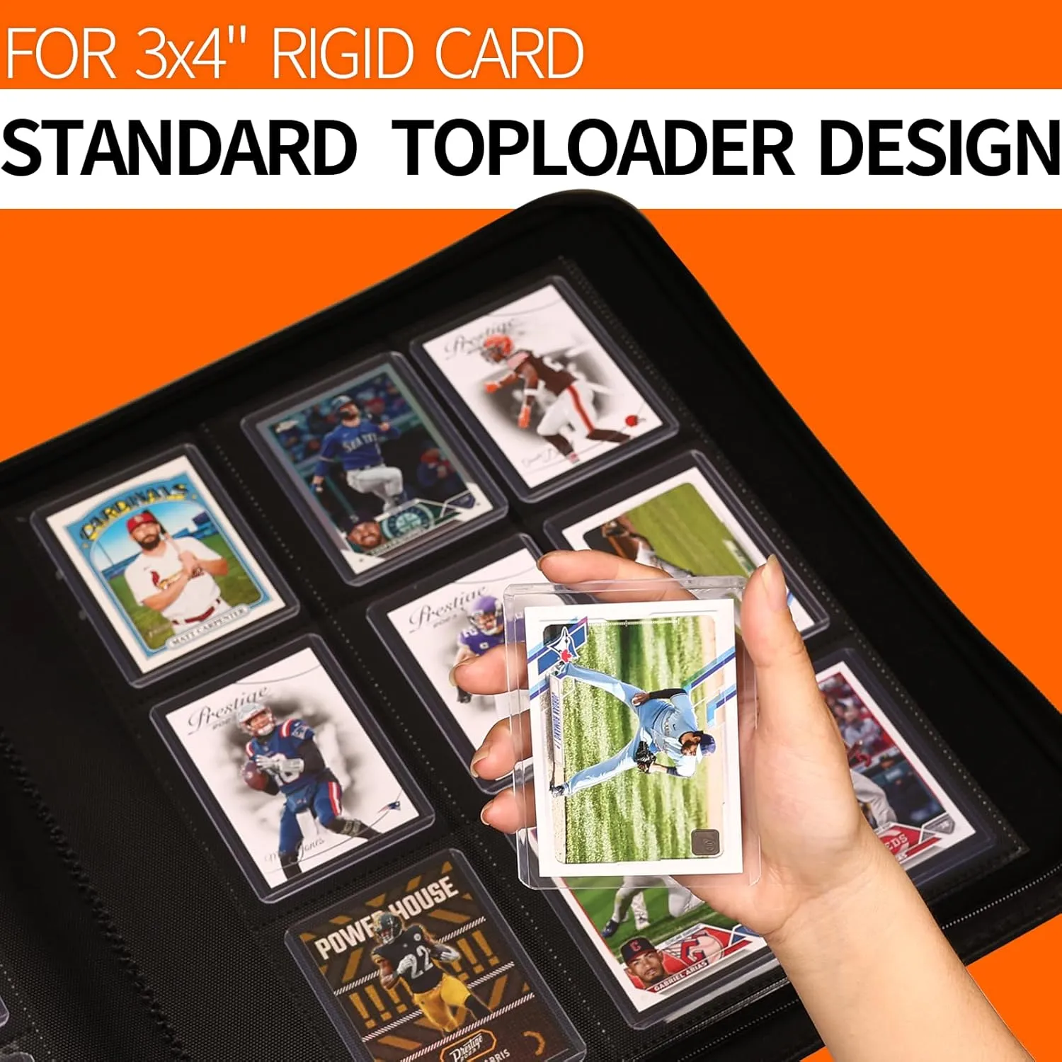 Toploader Binder 9 Pocket - Holds up 324 Toploaders with Sleeves for 3" x 4" Rigid Card Holders Double Sided PU Card Holder for Sports Card, MTG, TCG, Game