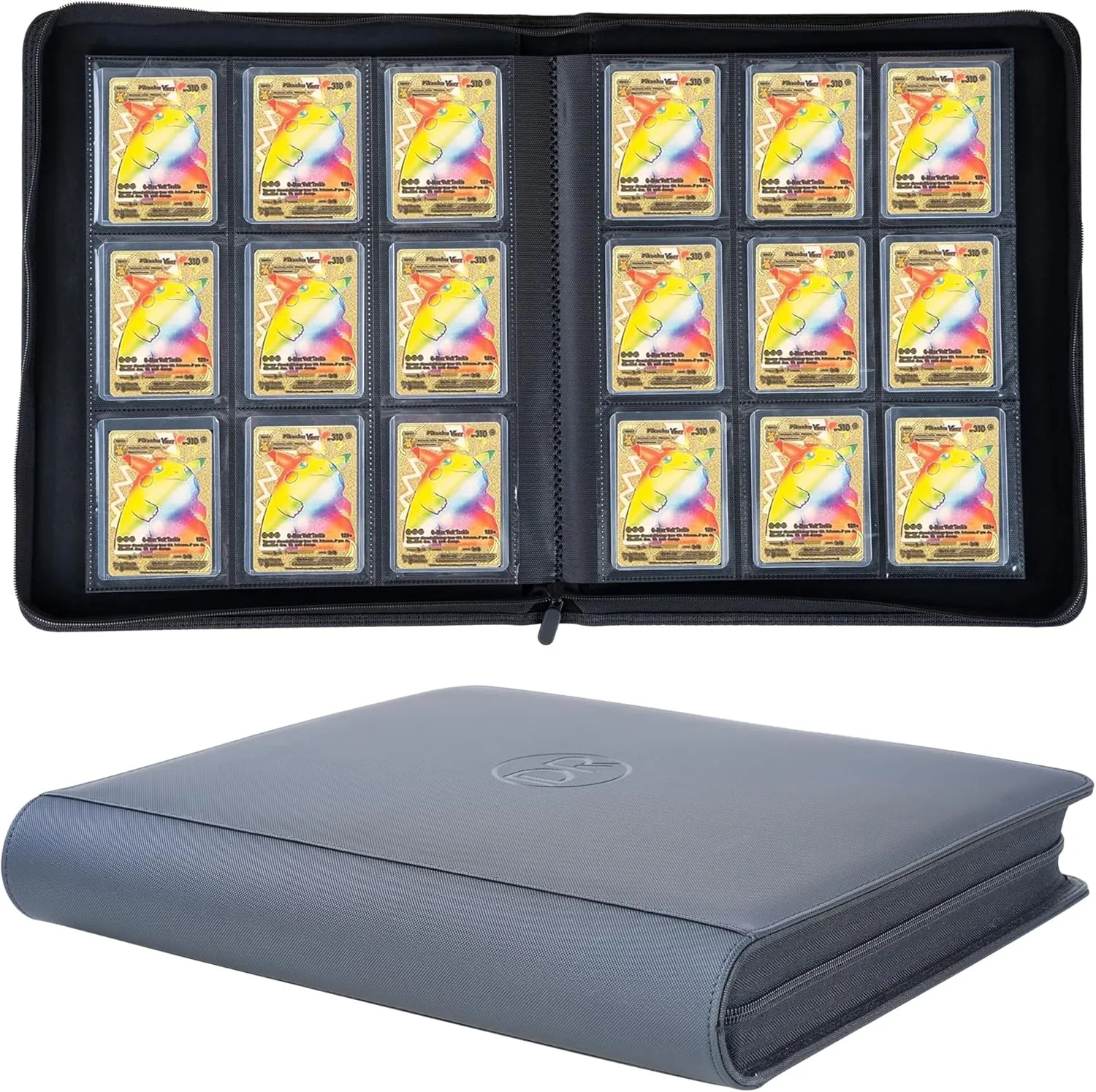 Toploader Binder, Holds 288 Top Loaders for Cards, 9 Pocket Top Loader Binders with Sleeves for 3" x 4" Rigid Card Holders for Trading Cards（Classic Black）