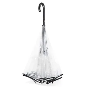 totes InBrella Reverse Close Umbrella, Clear