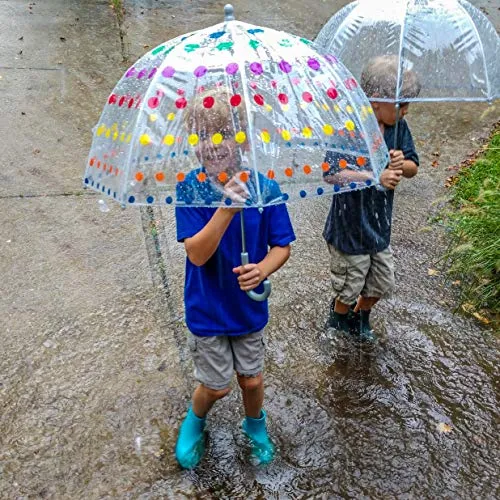 totes Kid's Clear Bubble Umbrella with Easy Grip Handle, Dots