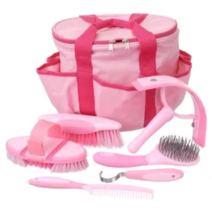 Tough 1 Great Grips 6-Piece Grooming Brush Set with Bag- Pink