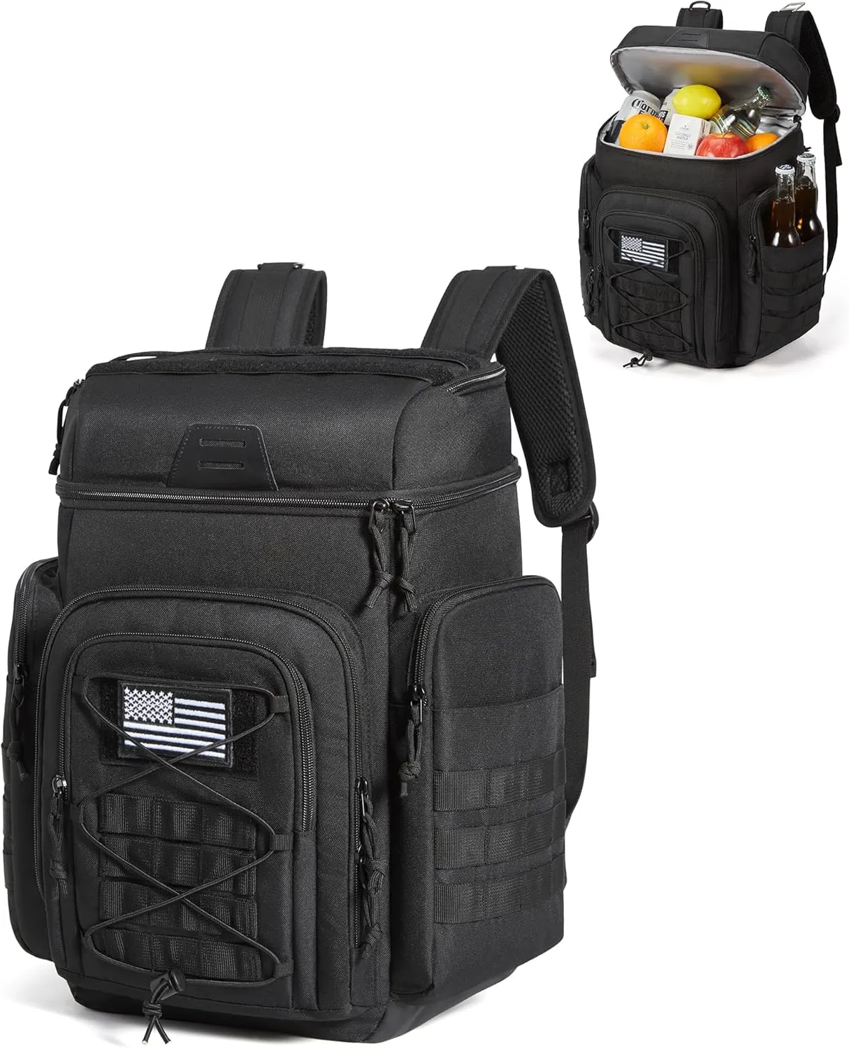 TOURIT 30L (42 Cans) Tactical Cooler Backpack – Military-Grade Insulated Back Pack with 16H Ice Retention, Leakproof Multi-Pocket Cooler Bag for Camping & Hiking, Featuring DIY Hook & Loop Panel
