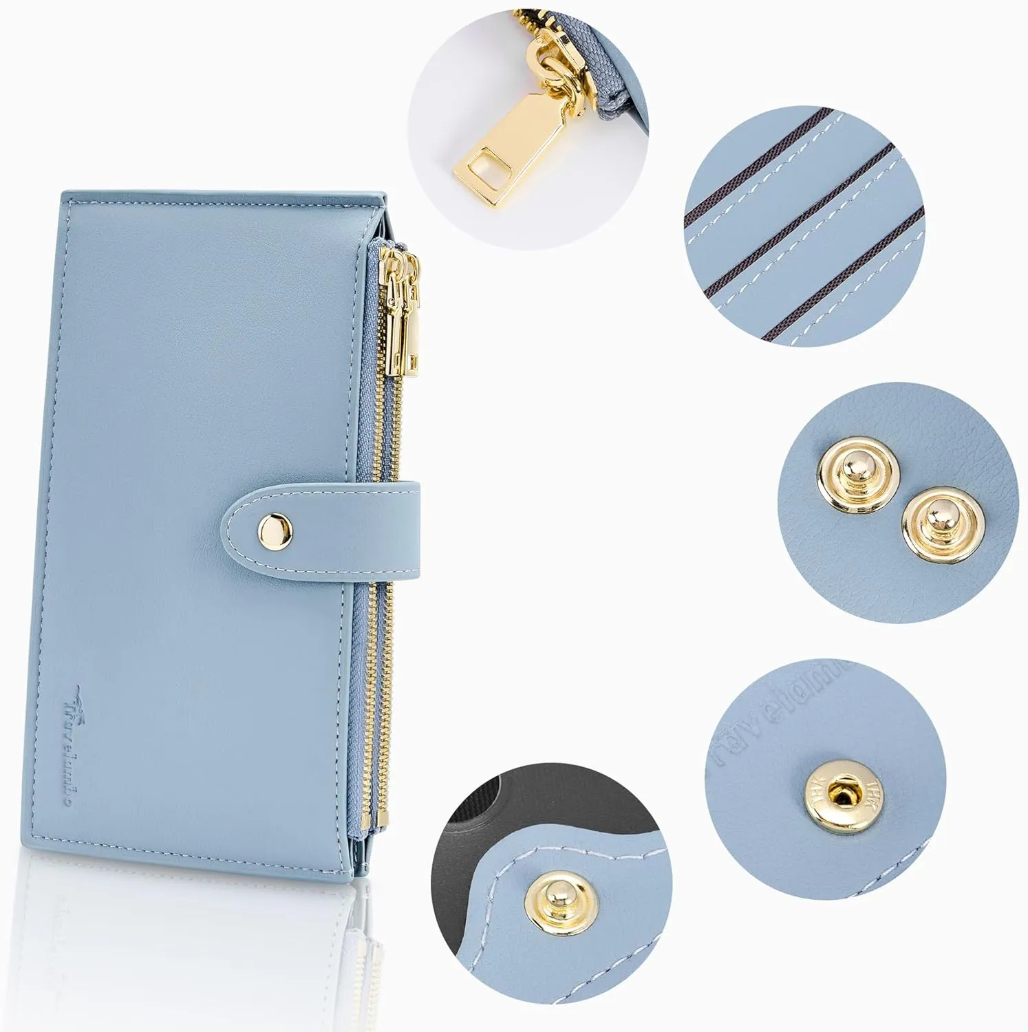 Travelambo Leather Wallets for Women Slim RFID Blocking Bifold Credit Card Holder Wallet