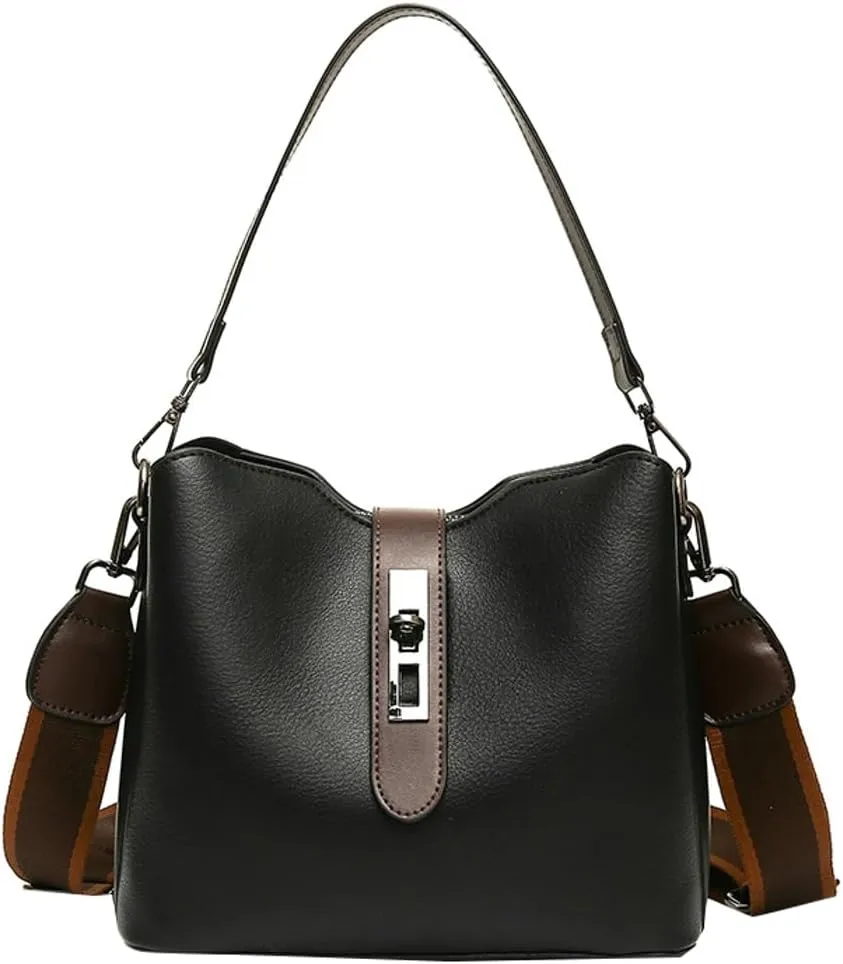 Trendy Bucket Bag for Women Vegan Leather Shoulder Crossbody Bags Small Tote Handbags Top-handle Satchels
