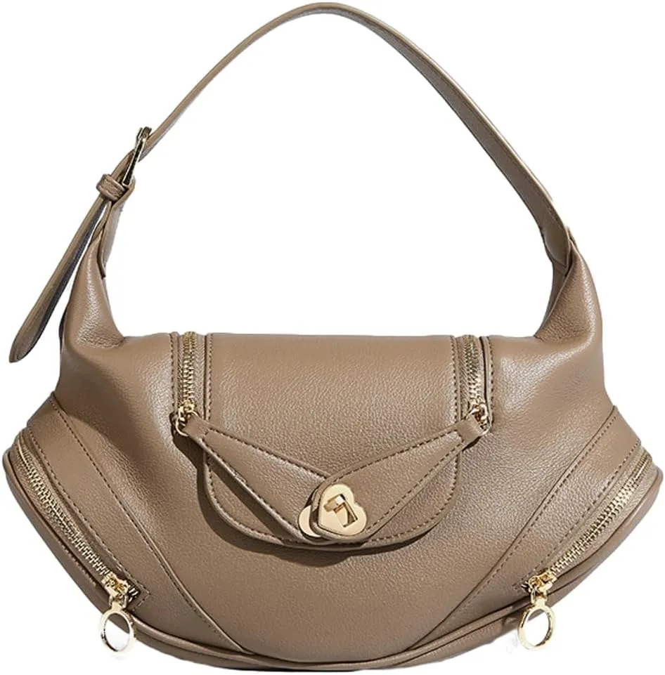 Trendy Vegan Leather Shoulder Bags for Women Small Commuting Tote Purse Handbags Designer Satchels with Buckle
