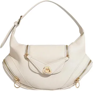 Trendy Vegan Leather Shoulder Bags for Women Small Commuting Tote Purse Handbags Designer Satchels with Buckle