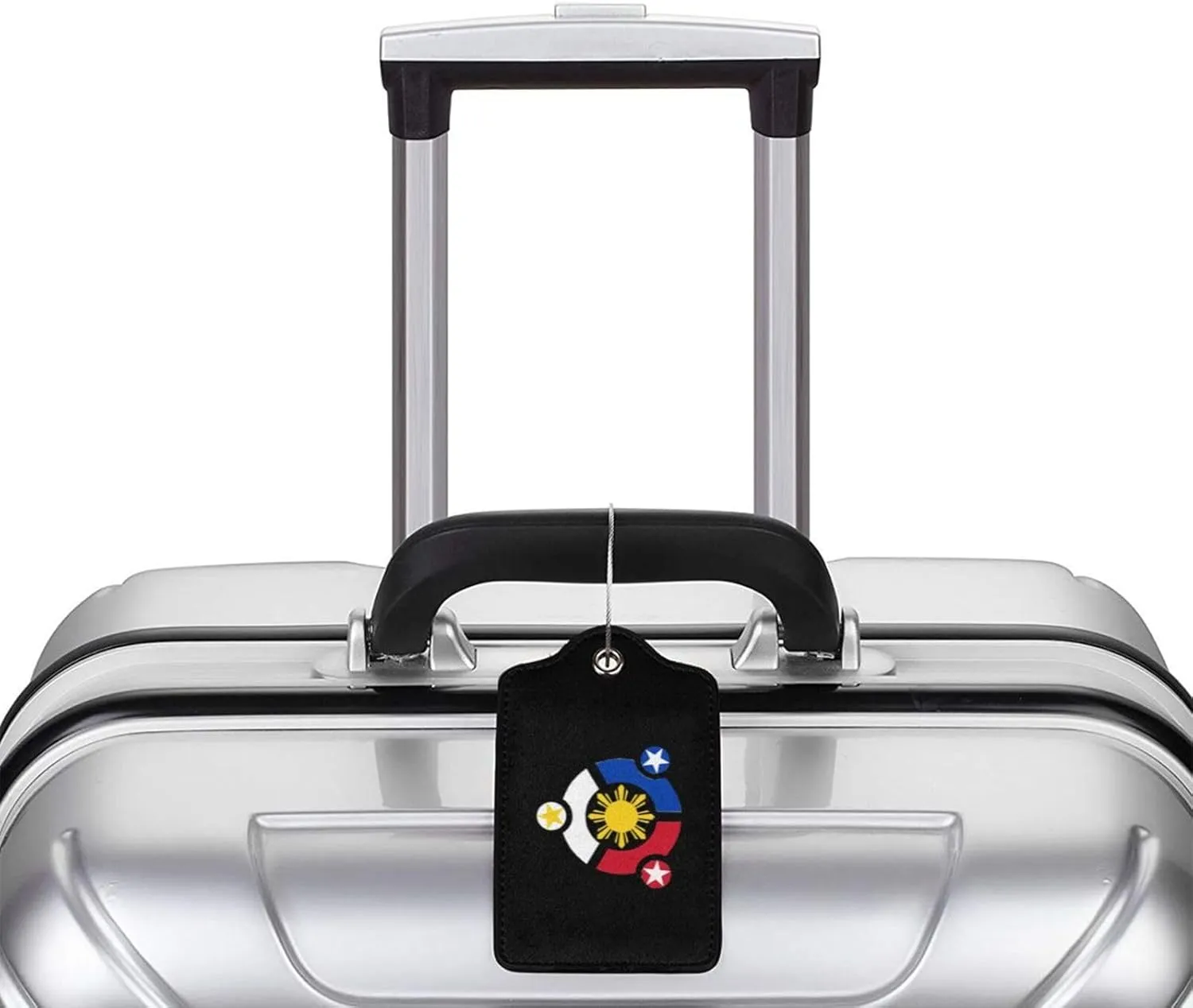 Tribal Philippines Filipino Sun and Stars Leather Baggage Bag Luggage Tags with Stainless Steel Loop and Privacy Cover