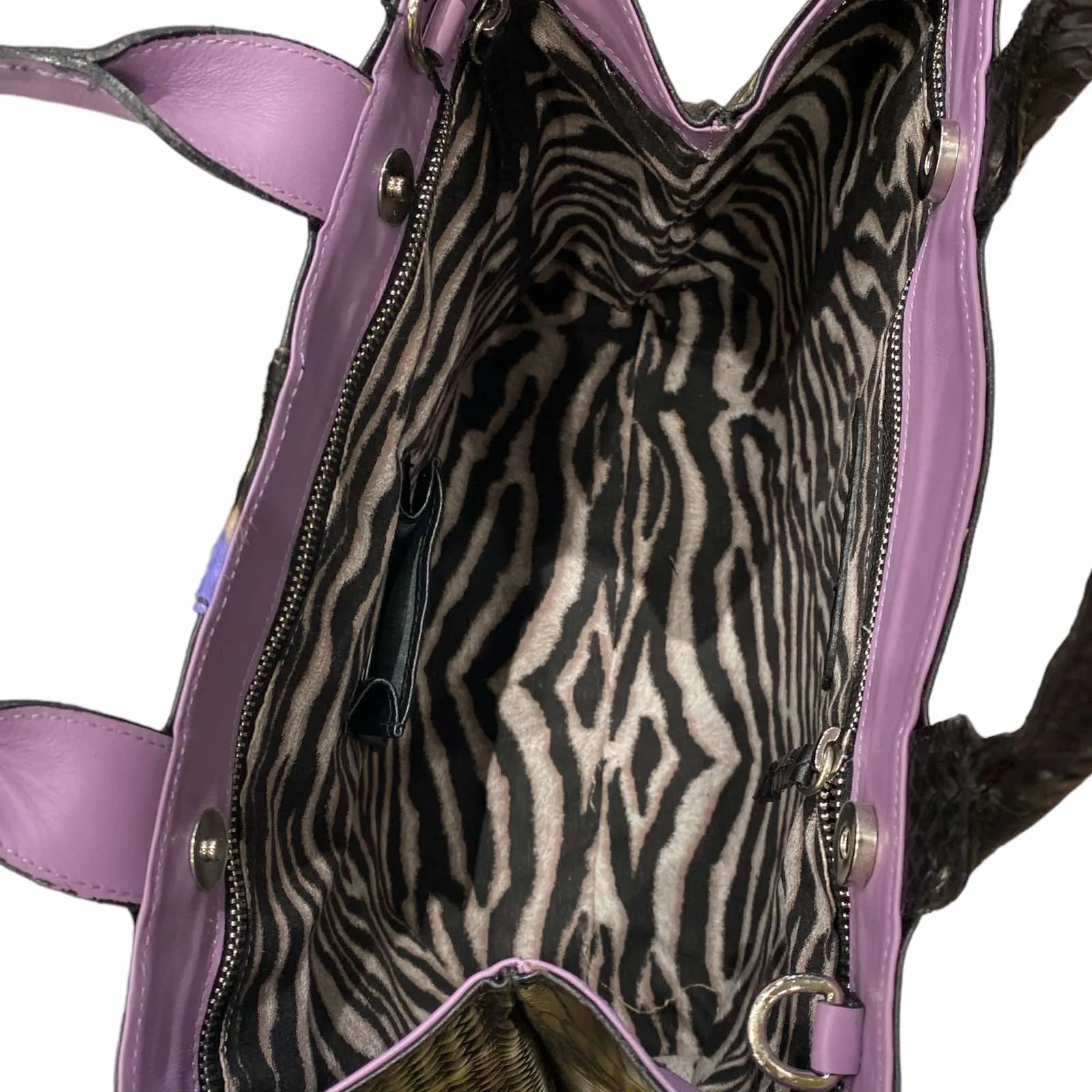 Tribeca L. Black and lilac leather tote bag