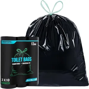 TRIPTIPS Portable Toilet Bags Drawstring 8 Gallon Camping Toilet Bags Toilet Waste Bags Leak-Proof Toilet Liners, Trash Bags for Camping, Hiking, Traveling
