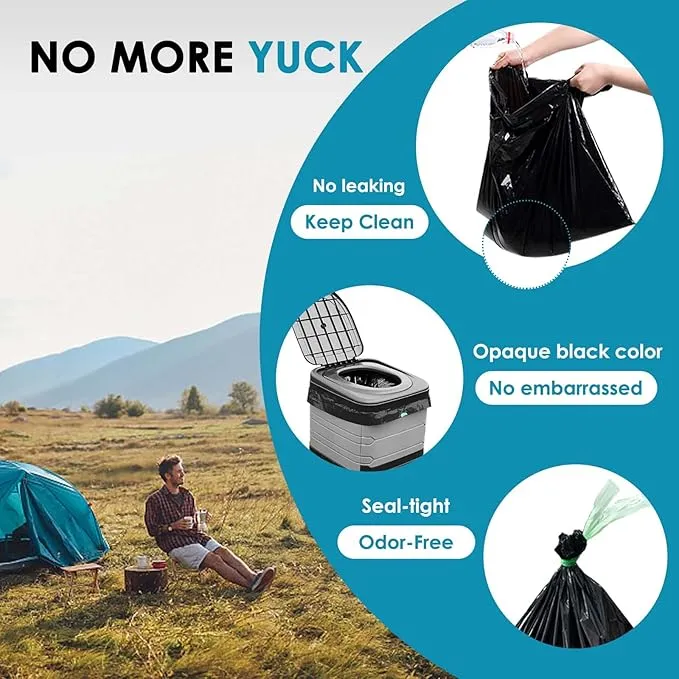 TRIPTIPS Portable Toilet Bags Drawstring 8 Gallon Camping Toilet Bags Toilet Waste Bags Leak-Proof Toilet Liners, Trash Bags for Camping, Hiking, Traveling