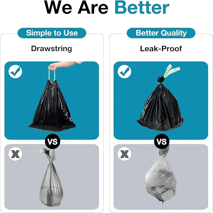 TRIPTIPS Portable Toilet Bags Drawstring 8 Gallon Camping Toilet Bags Toilet Waste Bags Leak-Proof Toilet Liners, Trash Bags for Camping, Hiking, Traveling