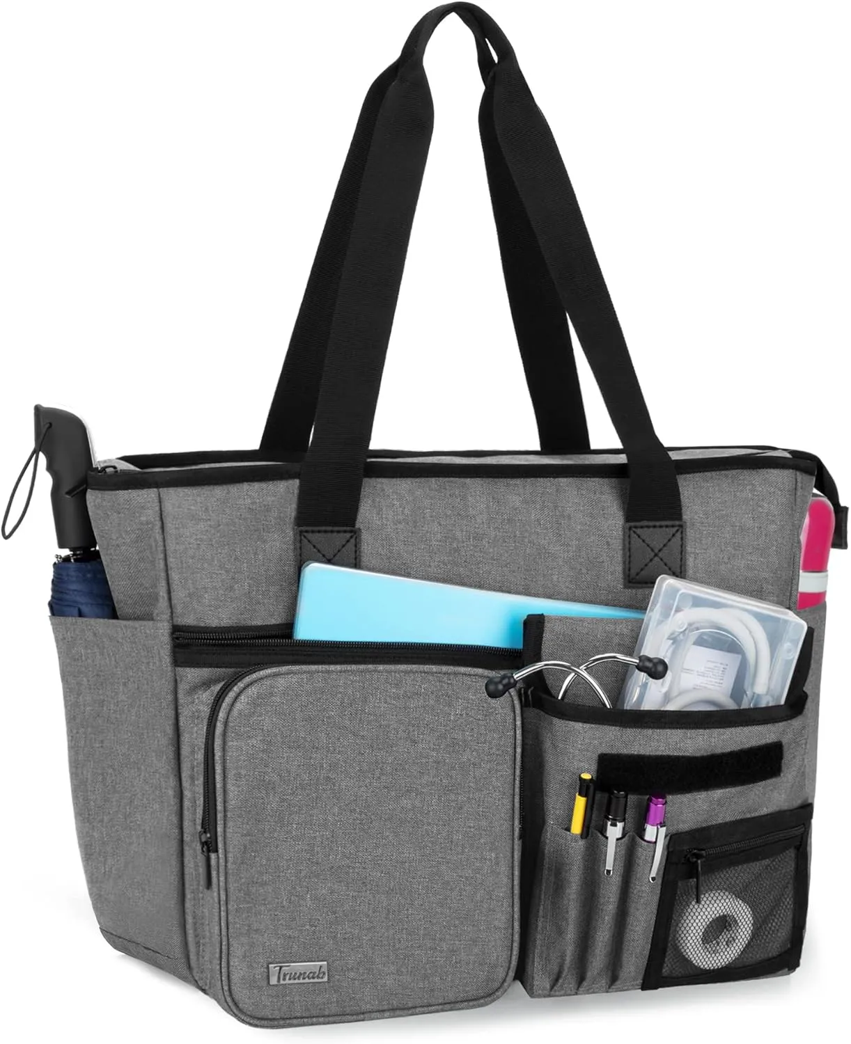 Trunab Nurse Tote Bag for Work with Padded 15.6” Laptop Sleeve, Nurse Bag for Hospice Visit, Home Health Care