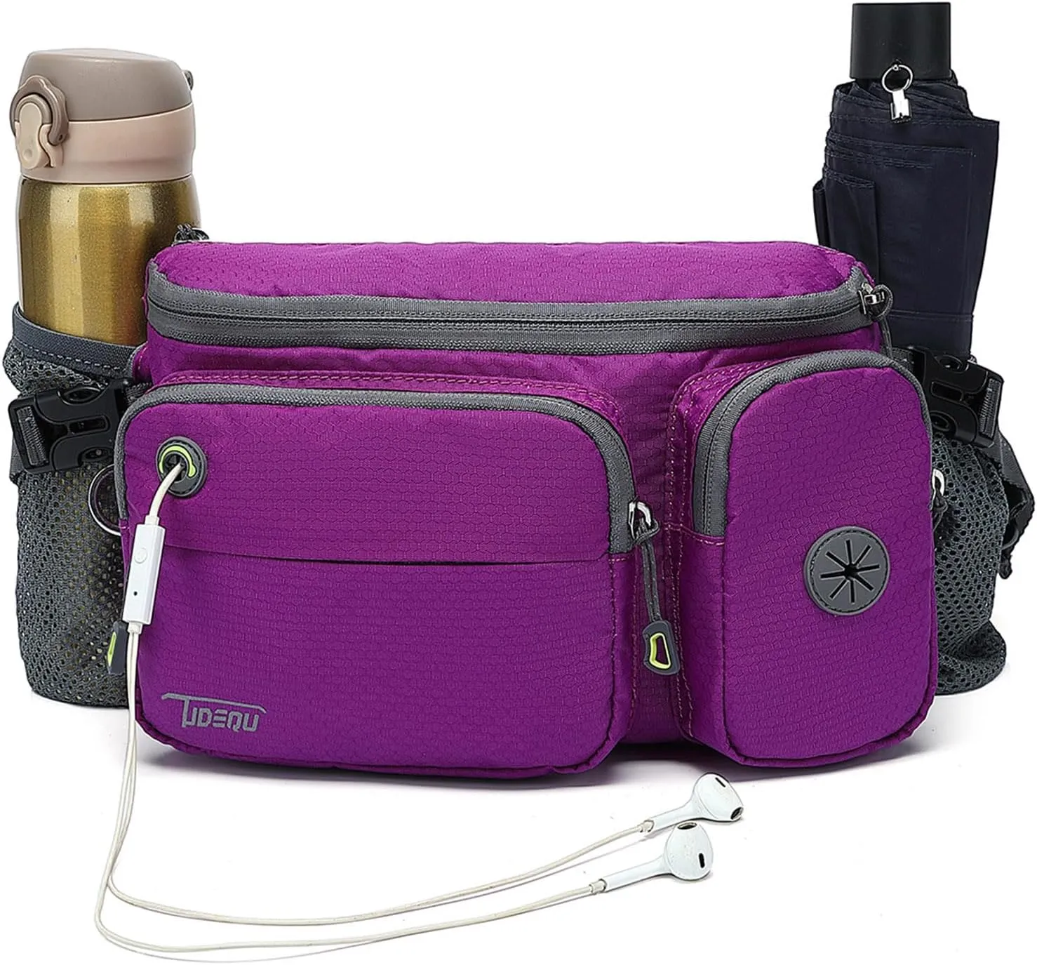 TUDEQU Waist Bag for Men, Mens Fanny Pack Crossbody, Large Fanny Pack for Men with Water Bottle Holders, Hiking Waist Pack