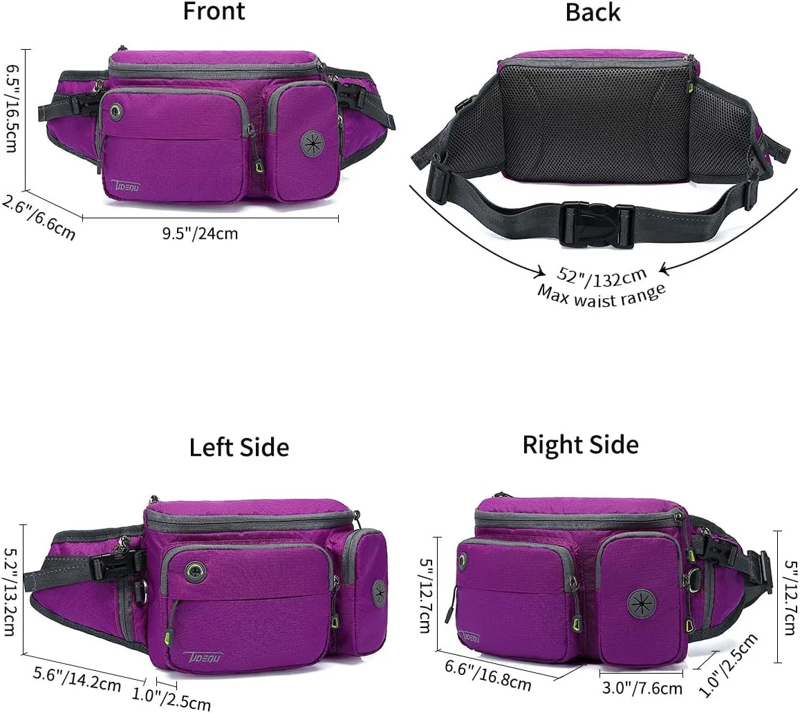 TUDEQU Waist Bag for Men, Mens Fanny Pack Crossbody, Large Fanny Pack for Men with Water Bottle Holders, Hiking Waist Pack
