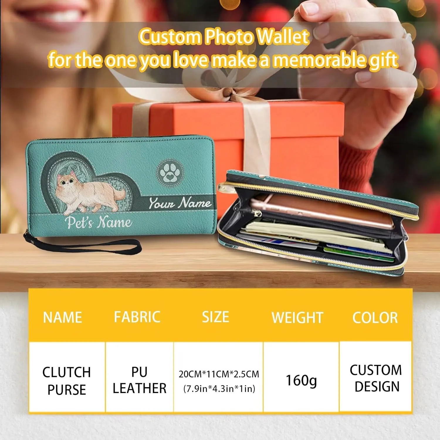Tuoxiukan Custom Wistlet Wallets for Women with Zipper Personalized Name Wallet Purse PU Leather Customized Mom's Gifts for Mother's Day Anniversary