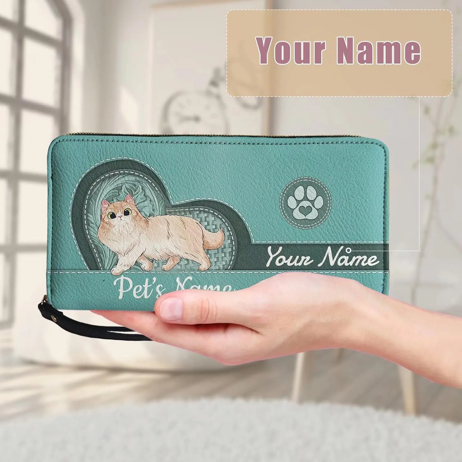 Tuoxiukan Custom Wistlet Wallets for Women with Zipper Personalized Name Wallet Purse PU Leather Customized Mom's Gifts for Mother's Day Anniversary