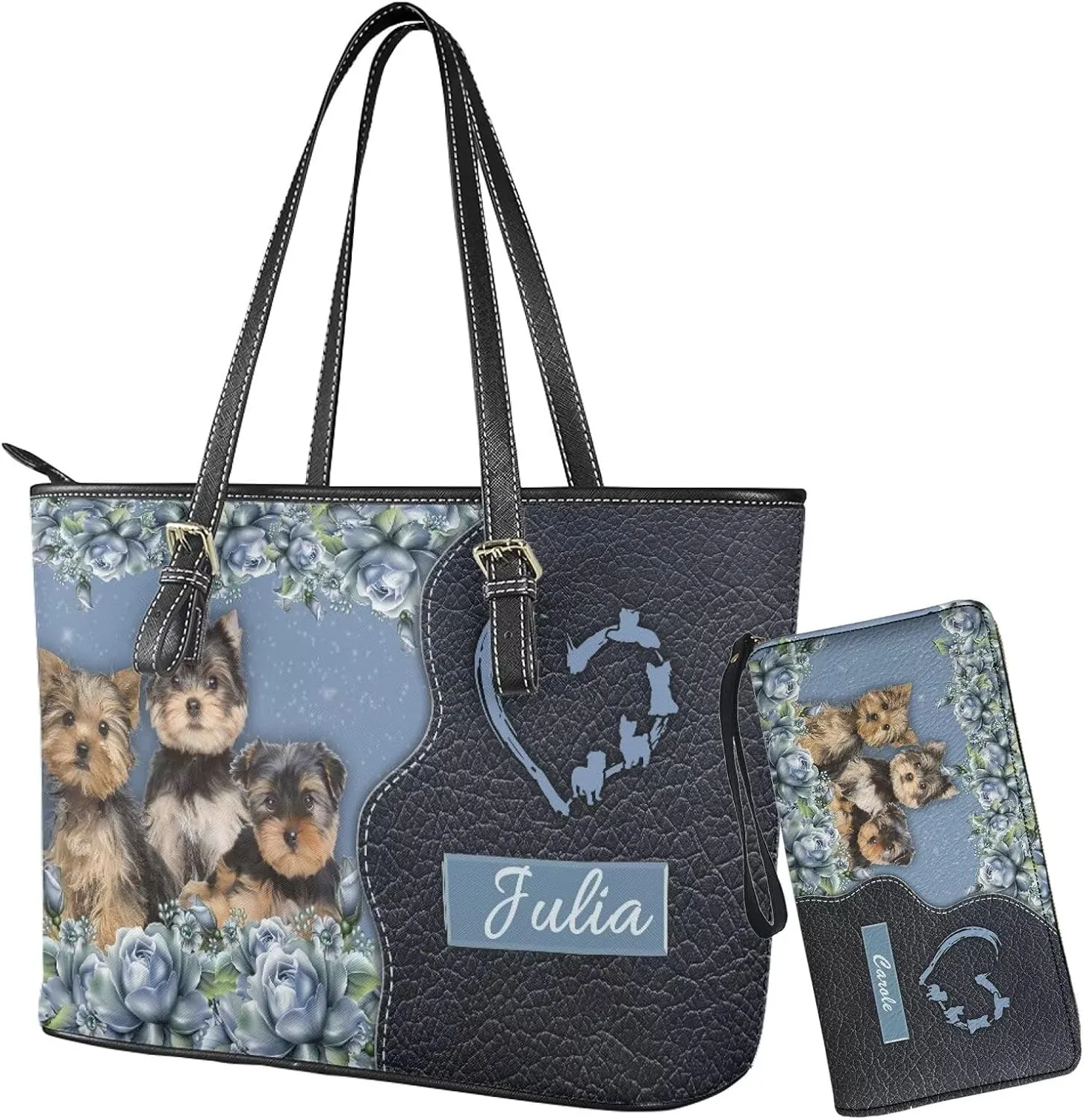 Tuoxiukan Personalized Handbags and Wallet Set for Women Clutch Purse Custom Name Tote Bag Customized Gifts for Mom