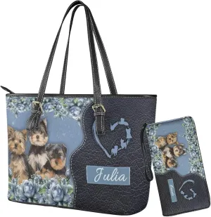 Tuoxiukan Personalized Handbags and Wallet Set for Women Clutch Purse Custom Name Tote Bag Customized Gifts for Mom