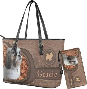 Tuoxiukan Personalized Handbags and Wallet Set for Women Clutch Purse Custom Name Tote Bag Customized Gifts for Mom