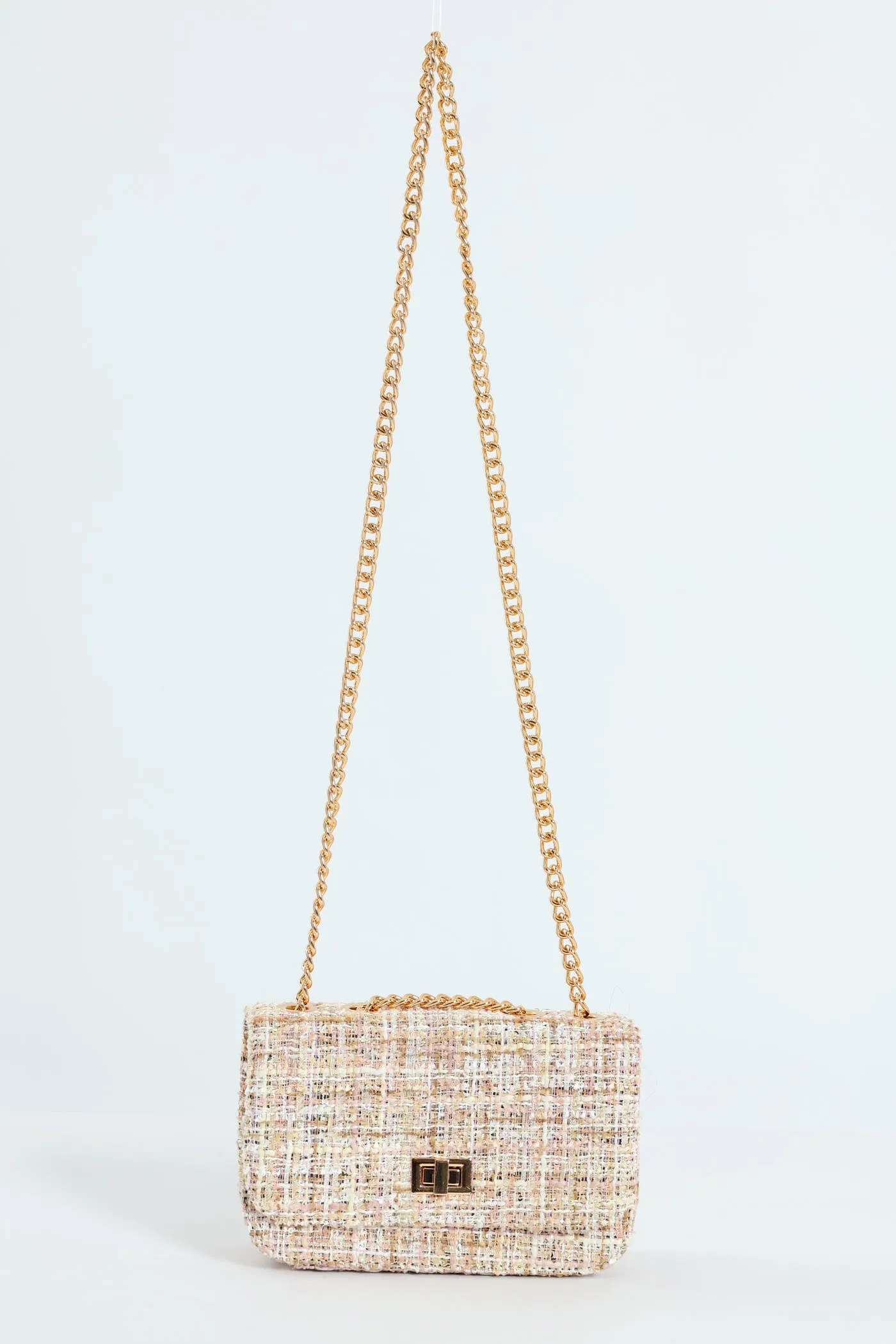 Tweed Satchel With Gold Hardware
